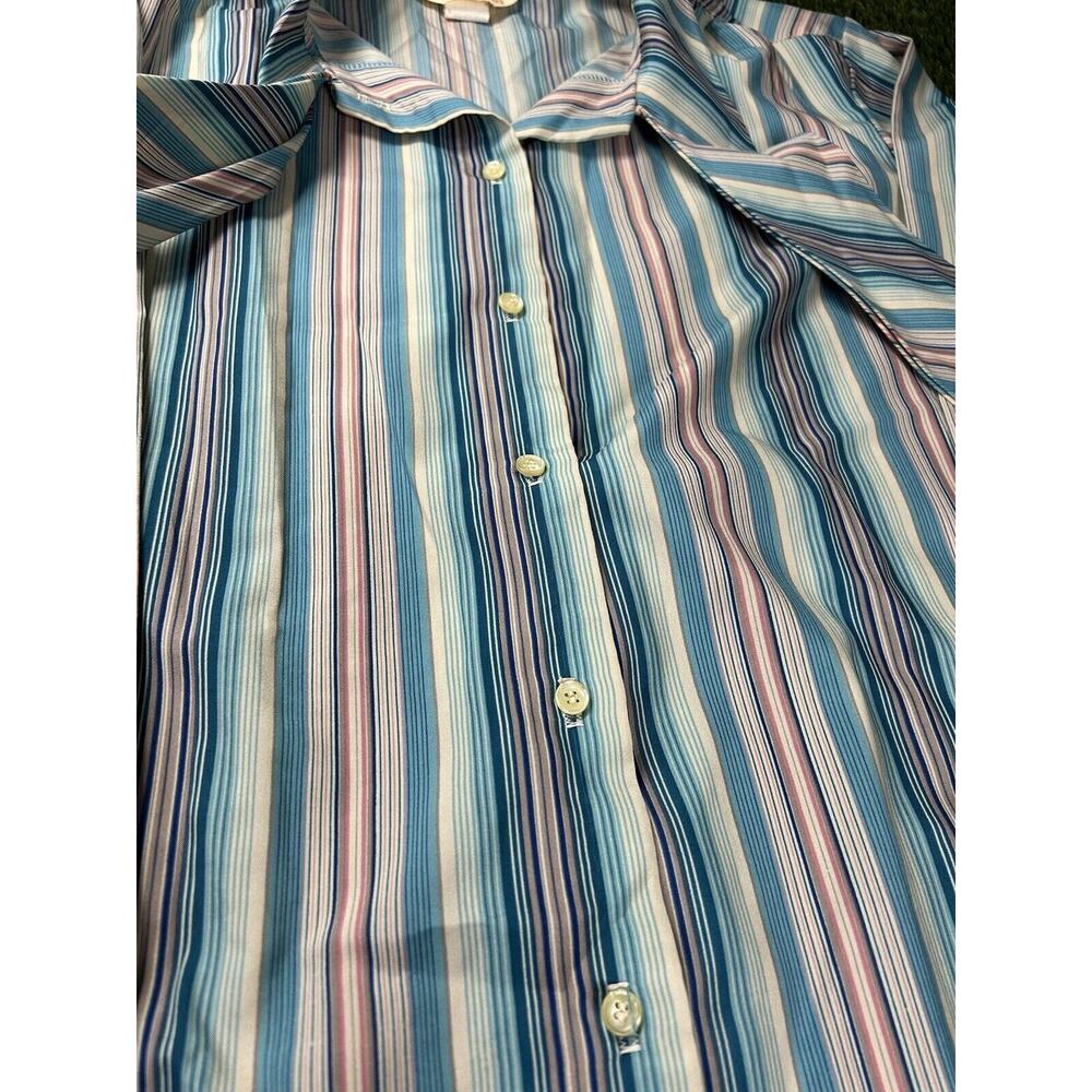 Vintage 1970’s LAURA MAE Striped Long sleeve Polyester Scarf Collar Size 38 - Picture 4 of 11